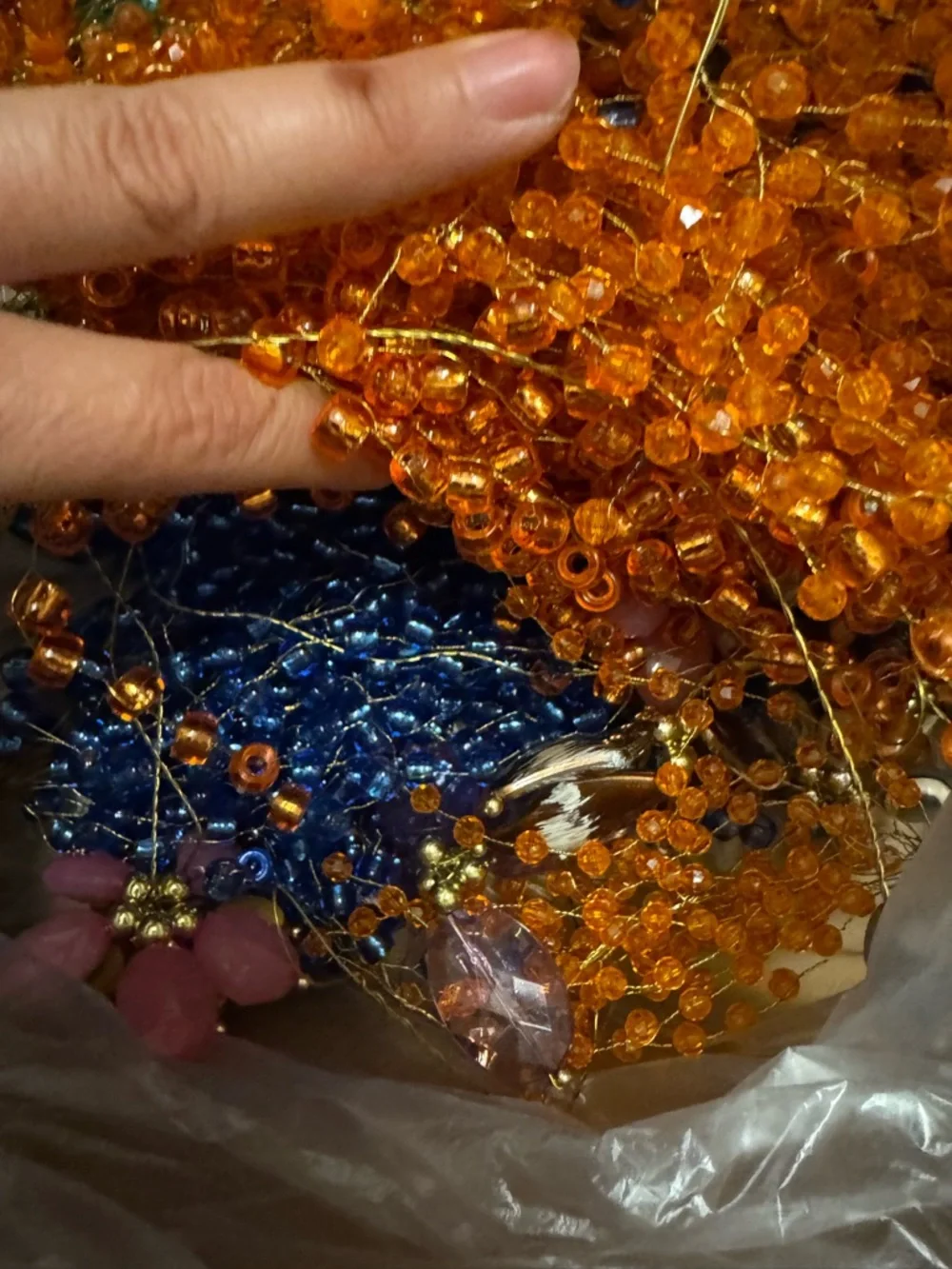 Colorful Beaded Flower Garlands - Blue, Teal, Orange, Pink - Picture 3 of 4